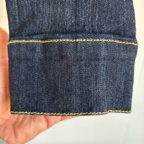 NWT Seductions Y2K dark wash jean jacket gold stitching size M (fits small) - Picture 8 of 16